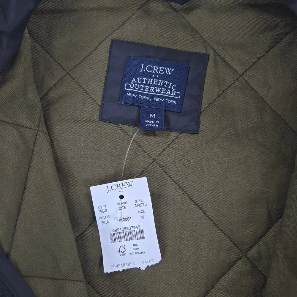 NWT J.Crew Black Quilted Walker Lightweight Casual Dressy Vest Men's Size Medium